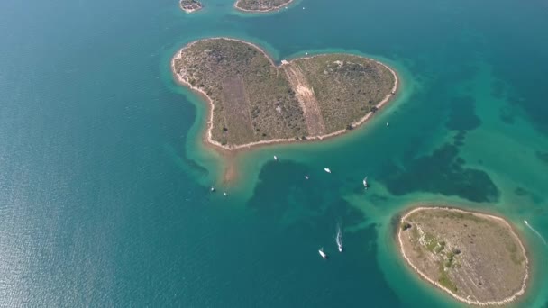 Hartvormige Eiland Galesnjak Uitzicht Lucht Dalmatië Regio Van Kroatië — Stockvideo