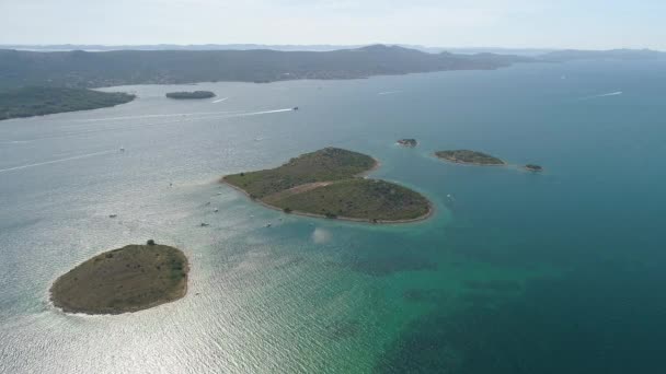 Isla Forma Corazón Galesnjak Vista Aérea Región Dalmacia Croacia — Vídeos de Stock