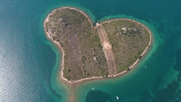 Hartvormige Eiland Galesnjak Uitzicht Lucht Dalmatië Regio Van Kroatië — Stockvideo