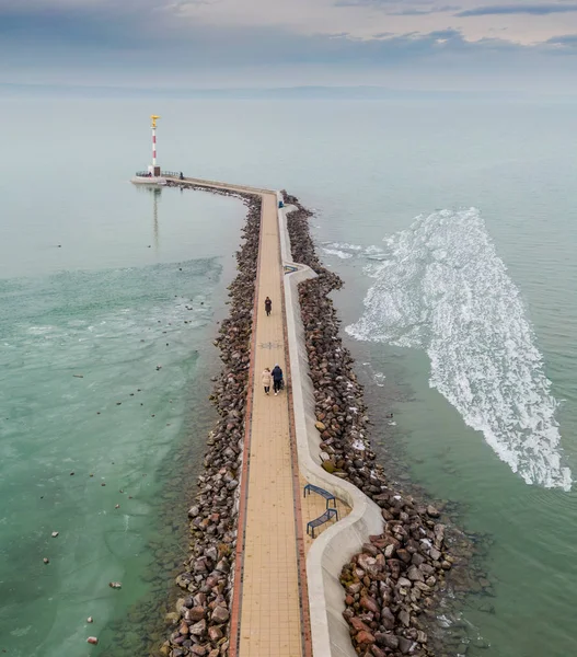 Vista Aérea Frozen Balaton — Foto de Stock