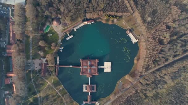 Luftaufnahme Des Berühmten Hevizer Sees Ungarn — Stockvideo