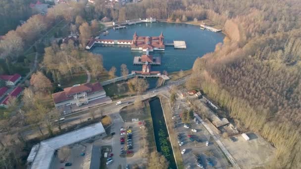 Aerial View Famous Lake Heviz Hungary — Stock Video