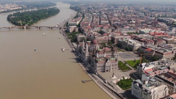 Parlamento Ungherese Con Danubio Budapest — Video Stock
