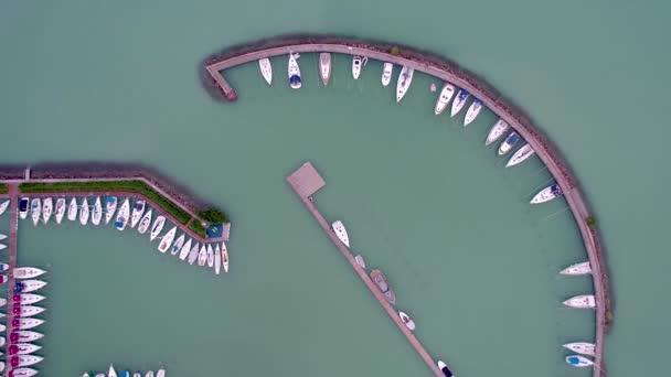 Voiliers Dans Lac Balaton Vue Dessus Drone — Video