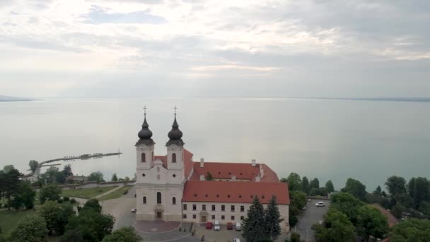 Vue Aérienne Tihany Balaton Hongrie Avec Drone — Video