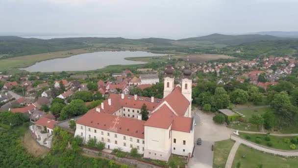 Aerial View Tihany Balaton Hungary Drone — Stock Video