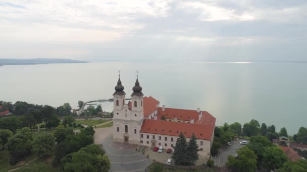 Vista Aerea Tihany Balaton Ungheria Con Drone — Video Stock
