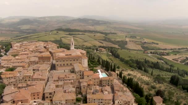 Légi Felvétel Pienza Tuscany — Stock videók