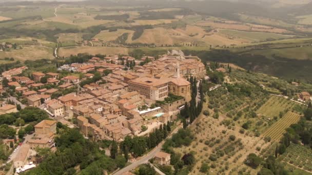 Flygfoto Pienza Toscana — Stockvideo