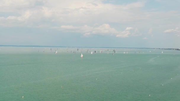 Balaton Gölü Nde Yelkenli Botlar — Stok video