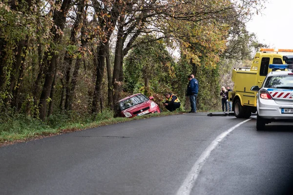 Szentlorinc Hongrie Nov Police Aide Victime Accident Voiture Novembre 2018 — Photo