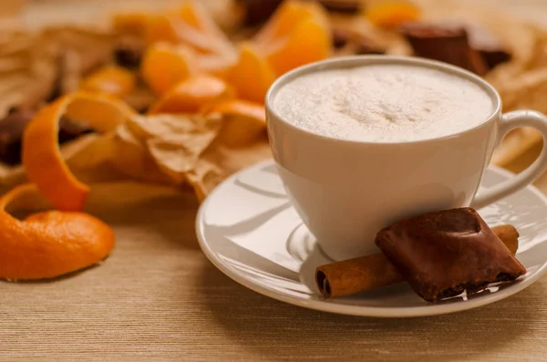 Conceito de Natal, xícara de café com biscoito — Fotografia de Stock