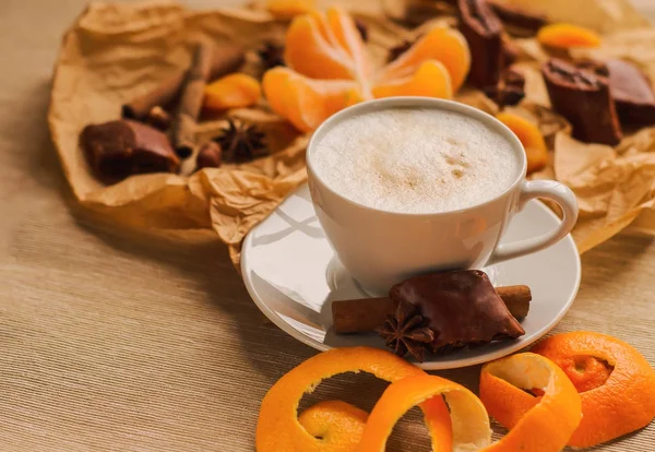 Christmas concept, cup of coffee with cookie — Stock Photo, Image