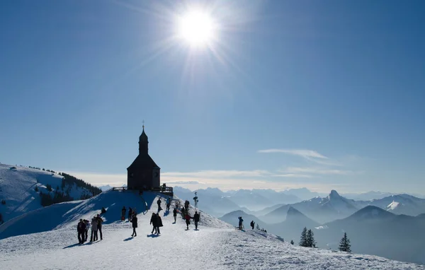 Wallberg Tegernsee Germany March 2018 View Wallberg Church Background Snow — Stock Photo, Image