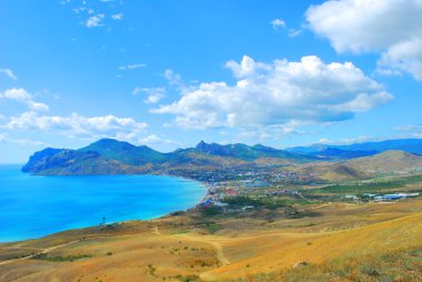Güzel sahil şeridi, Karadağ manzaralı, Koktebel
