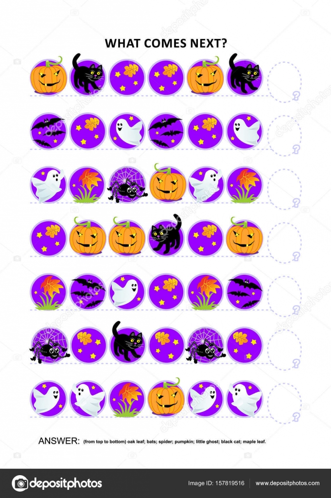 Halloween educatieve logica spel - sequentiële patroonherkenning ...