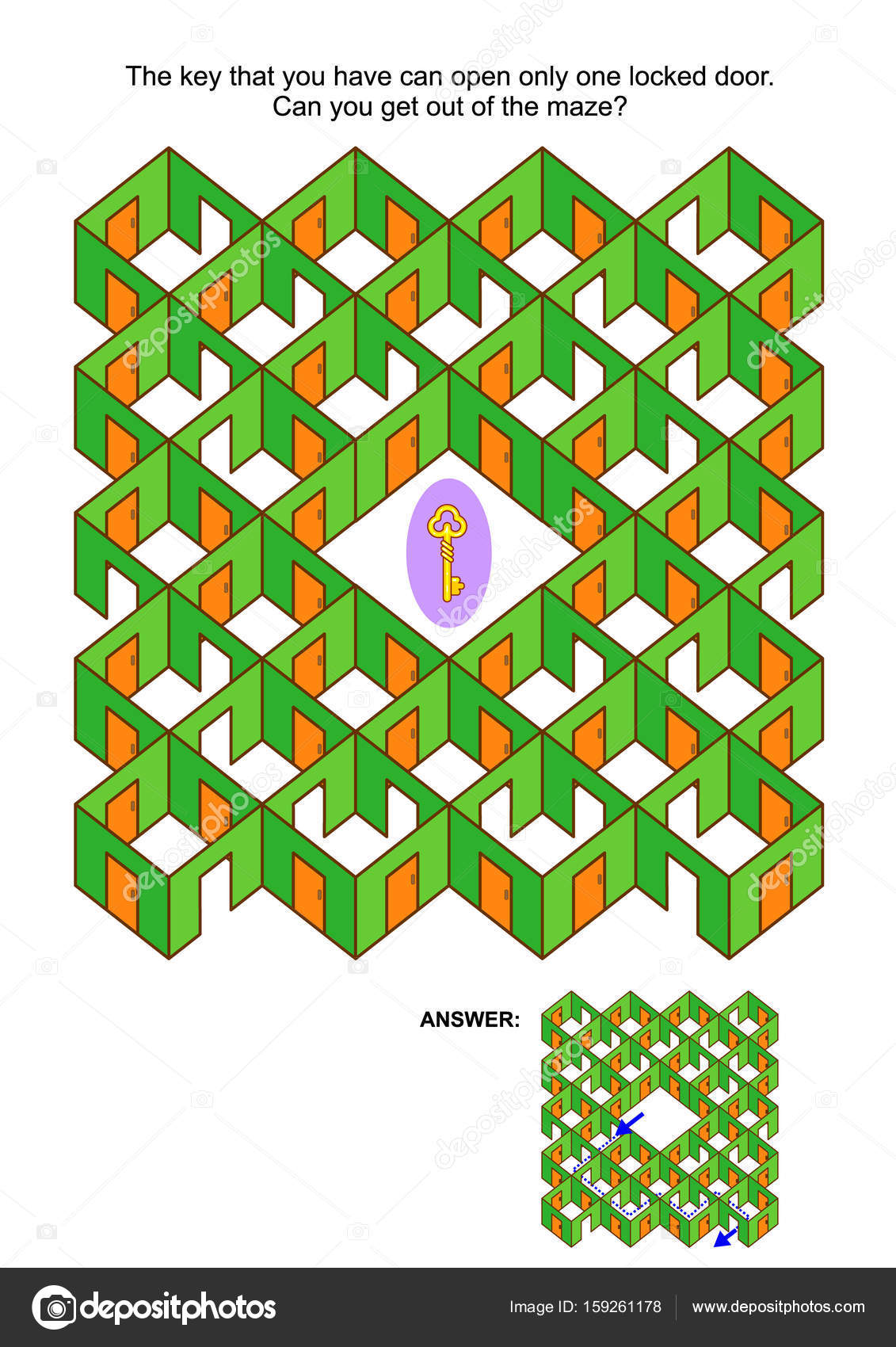 Key And Locked Doors Maze Game Stock Vector