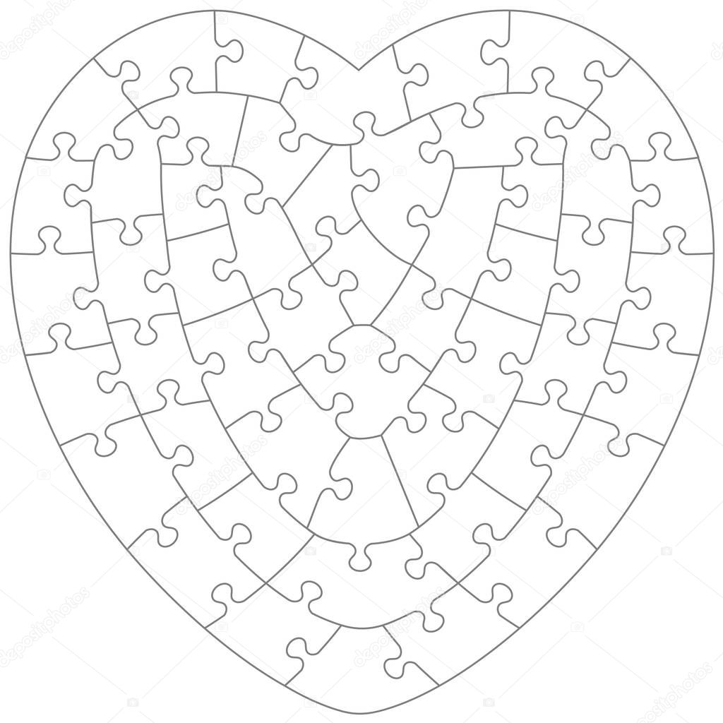 Blank heart template | Heart Shaped Jigsaw Puzzle Blank Template