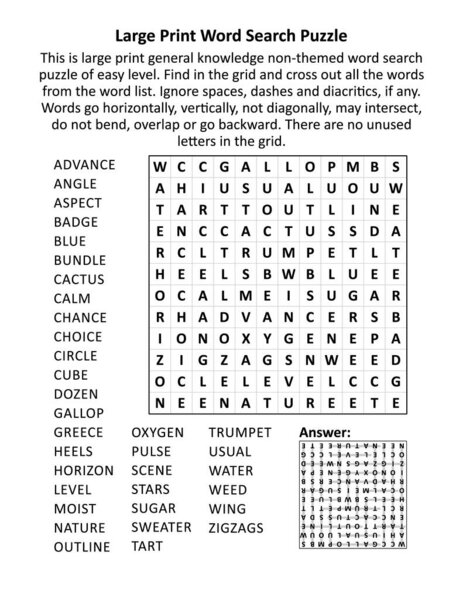 large print general knowledge word search puzzle of easy level family friendly suitable for seniors grown ups children letter or a4 sized answer included 376660118 larastock