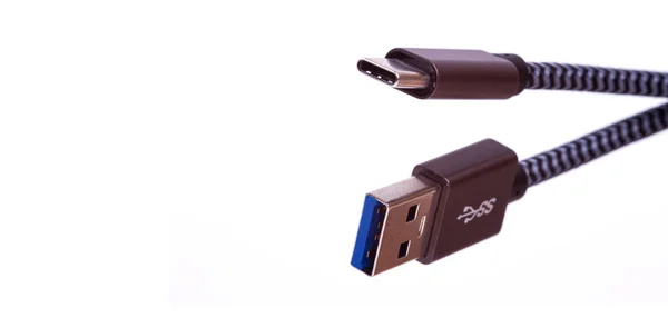 Usb Kabel Witte Achtergrond — Stockfoto