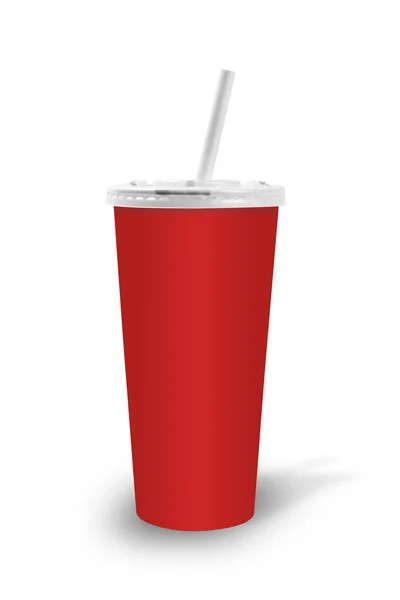 Fast Food Glass Cardboard Straw White Background — Stock Photo, Image