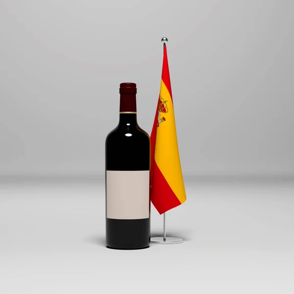 3Dレンダリングスペインワインボトル — ストック写真