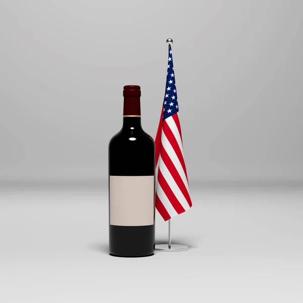 Rendering Wine Bottle Made America — Stock Photo, Image
