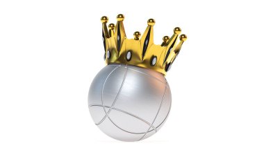 3D rendering french ball game with crown white background clipart