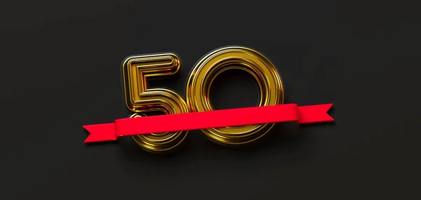 50º Cumpleaños Oro Letras Renderizado —  Fotos de Stock