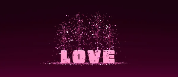 Визуализация Любовного Слова Фиолетовом Фоне — стоковое фото