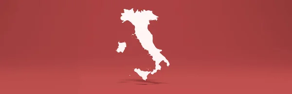 White Italy Map Rendering Red Background — Stock Photo, Image