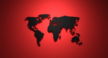 3D rendering planisphere with shadow on red background clipart
