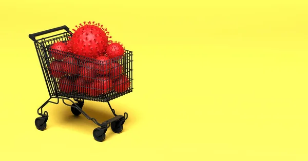 Multiple Viruses Shopping Cart Impact Economy — Stock Photo, Image