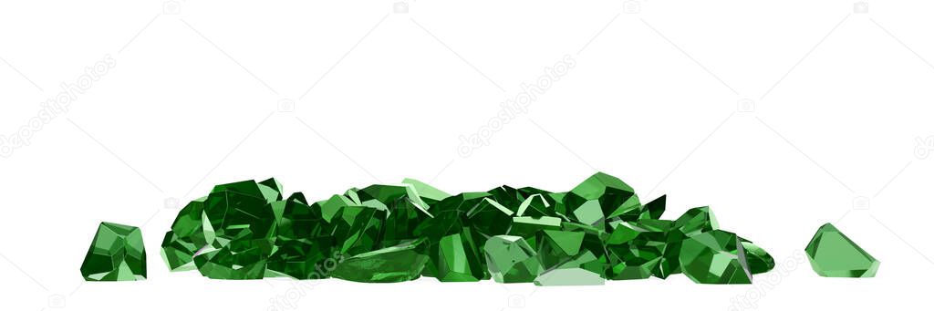 group of emeralds on white background 3D rendering