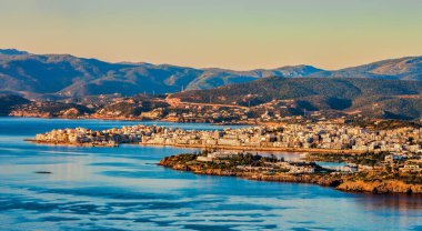 Agios Nikolaos erken sabah, Crete panoramik
