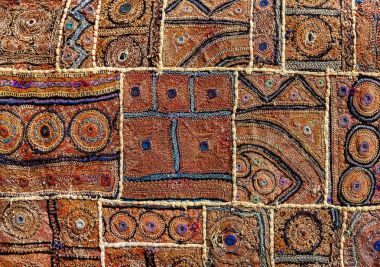 Eski Hint patchwork halı. Rajasthan, Hindistan