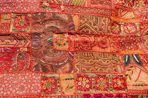 Oude Indiase patchwork tapijt. Rajasthan, India — Stockfoto
