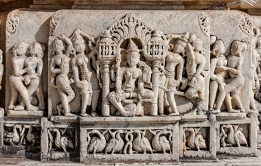  ranakpur antik güneş Tapınağı. Jain Tapınağı oyma.