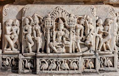  Ancient Sun Temple in Ranakpur. Jain Temple Carving. clipart