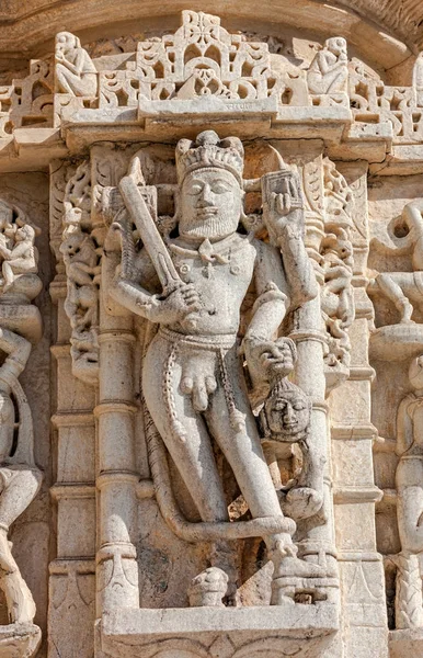 Ancient Sun Temple in Ranakpur. Jain Temple Carving.