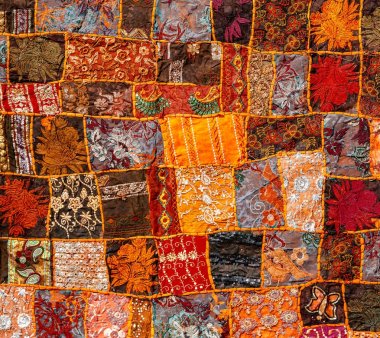 Eski Hint patchwork halı, Rajasthan, Hindistan