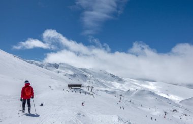 Ski slopes of Pradollano in Sierra Nevada mountains in Spain clipart