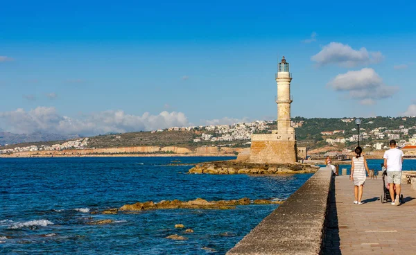 Old Venetian lighthouse in Chania on the island of Crete, Greece — Stock Photo, Image