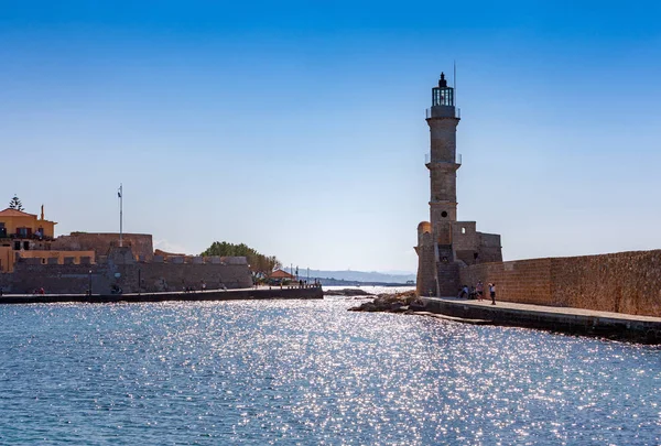 Old Venetian lighthouse in Chania on the island of Crete, Greece — Stock Photo, Image