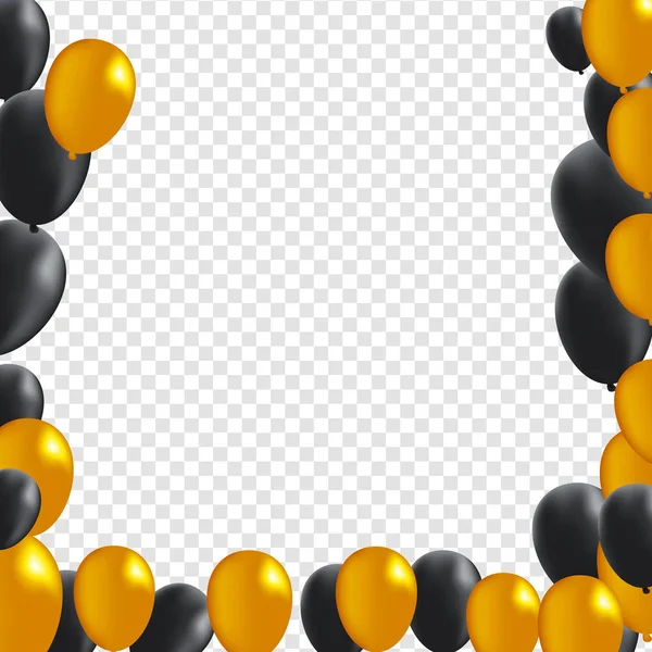 Zwart en goud vliegende ballonnen — Stockvector