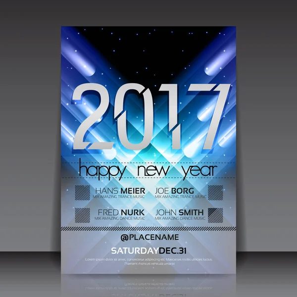Blue flyer in club on new year — Stock Vector