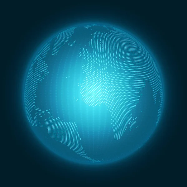 蓝色发光的地球图标 — 图库矢量图片