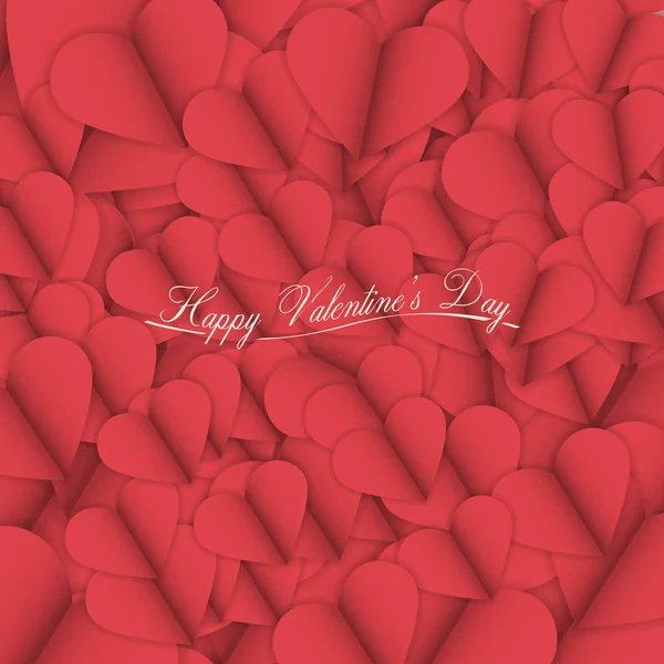 Tarjeta de felicitación con corazones de papel rojo — Vector de stock