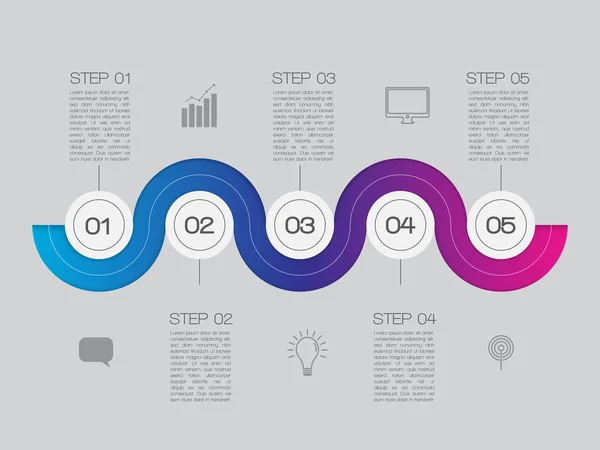 Vijf stappen van de vooruitgang naar succes — Stockvector