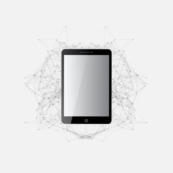 Tablet digitale Progettazione di connessioni di rete globali — Vettoriale Stock